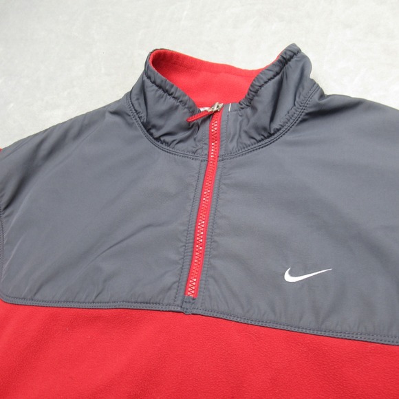 Nike Hybrid Jacket Mens Large Red Gray Colorblock 1/4 Zip Pullover Vintage 90s - Picture 8 of 13